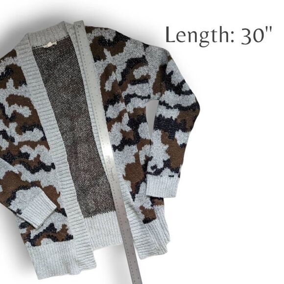 Mystree Womens Cardigan Sweater Knitted Camouflage Gray Small - Picture 6 of 9